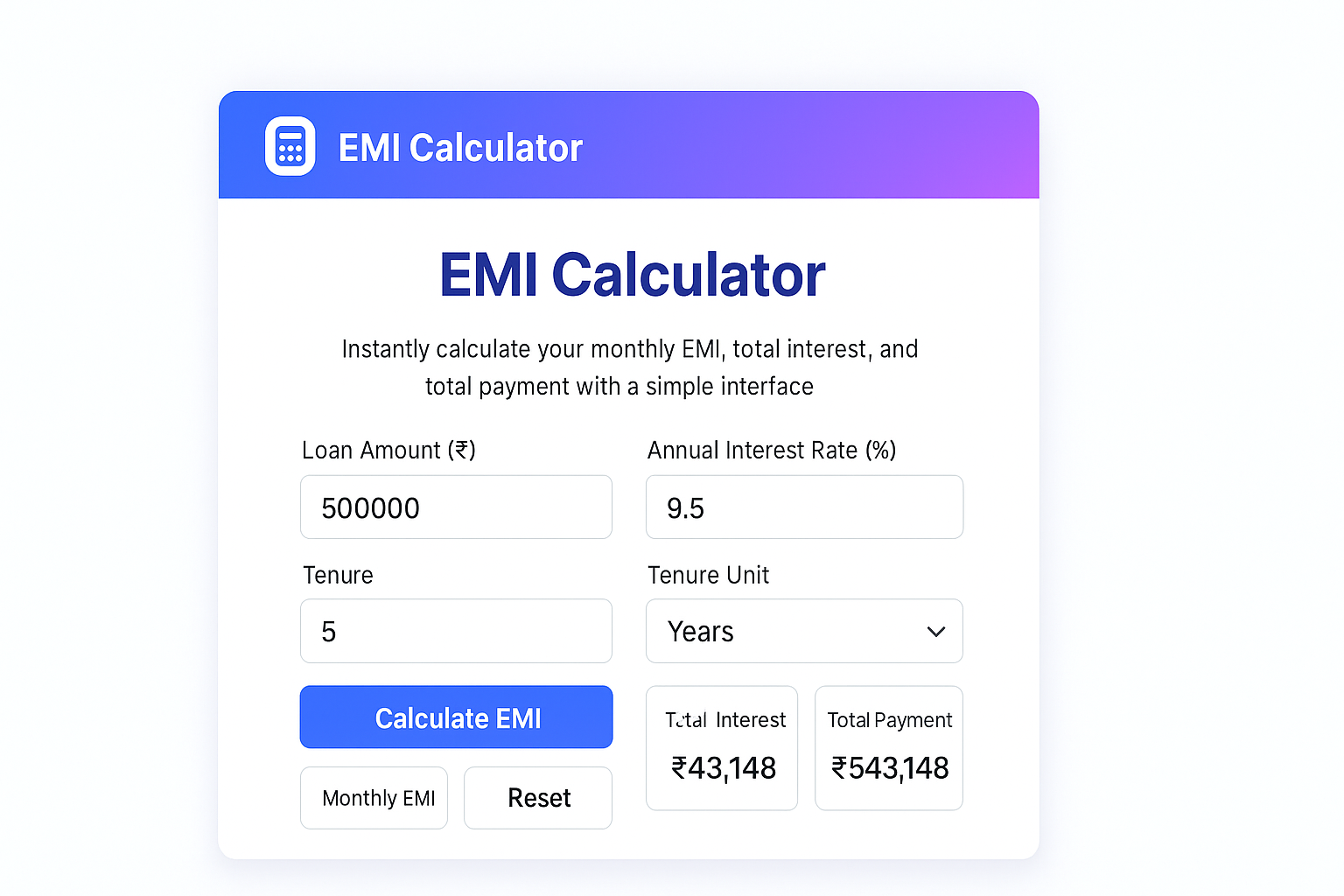 The EMI Calculator